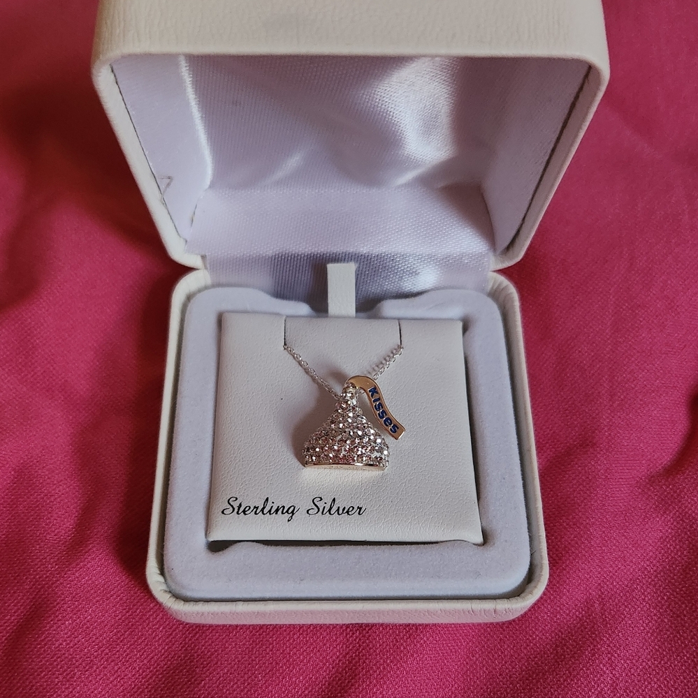 sterling silver hersheys kiss pendant necklace